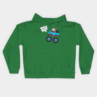 illustration of monster truck with cartoon style. Kids Hoodie